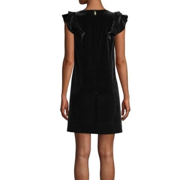 Draper James Women's Velvet Ruffle Shoulder Mini Dress V Neck Black Sizes 0 - Picture 3 of 12